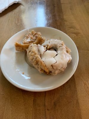 Cinnamon roll....rock hard and cold   at Butter Cafe in Dayton