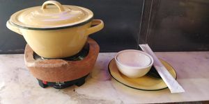 Cooking setup at Arelom D D Organic Bistro in Bangkok