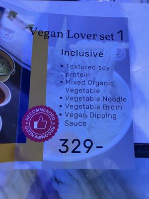 hot pot price (set with chosen ingredients textured tofu)  at Arelom D D Organic Bistro in Bangkok