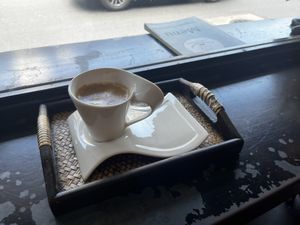 Great latte!  at Arelom D D Organic Bistro in Bangkok