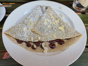 Belgian chocolate and almond vegan crepe at Palačinka in Prague
