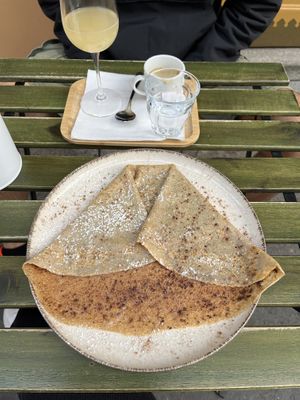 Pancake, coffee and burcak  at Palačinka in Prague