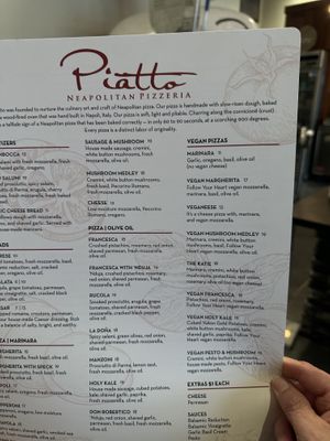 Vegan section clearly marked   at Piatto Neapolitan Pizzeria in Wichita