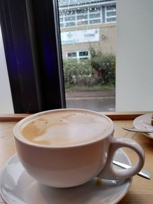 Decaf oat latte (Feb 2022) at Bluebird Bakery in York