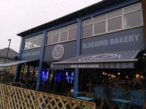 The building from the outside (Feb 2022) at Bluebird Bakery in York