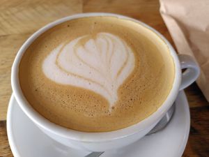 Decaf oat latte (May 2022) at Bluebird Bakery in York