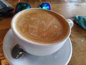 Decaf oat latte (June 2022) at Bluebird Bakery in York