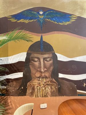 Mural inside  at WAIRA Ice Cream & Speciality Coffee in Minca