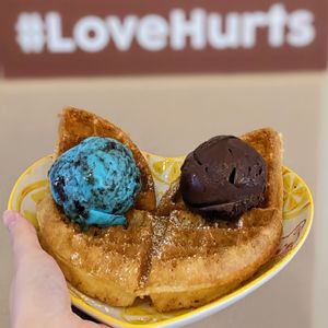 Vegan Waffles with Cookies & Cream Ice-Cream, Chocolate Ice-Cream at Heartbreak Melts in Northeast Singapore