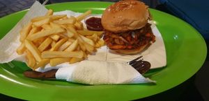 Sloppy Joe's burger at The Garden and The Sea in Accra
