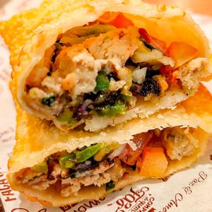 vegan cod pastry at Um Sonho de Coxinha (Cantina Vegana) in Sao Paulo