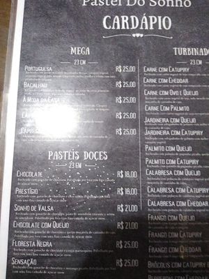 Cardápio at Um Sonho de Coxinha (Cantina Vegana) in Sao Paulo