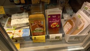part of vegan fridge at Naturalia in Venice