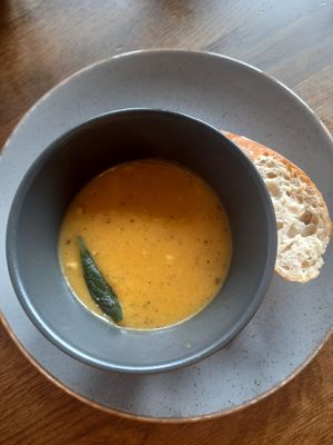 Spiced butternutsquqsh soup at Seven Stars in Kingsbridge