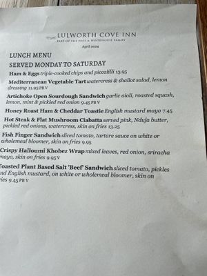 Specialty lunchmenu  at Lulworth Cove Inn in Wareham