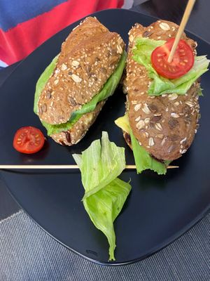 Bbq sandwich with tofu at Cirkele in Eger