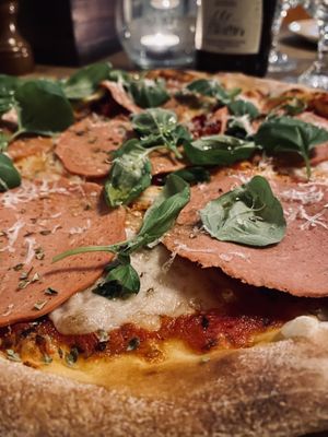 Pizza med Skinka - Pizza with Ham  at Veganska Ölbaren in Stockholm