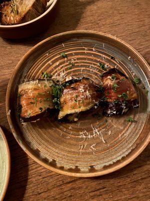 Eggplant rolls with “feta”-cheese  at Veganska Ölbaren in Stockholm