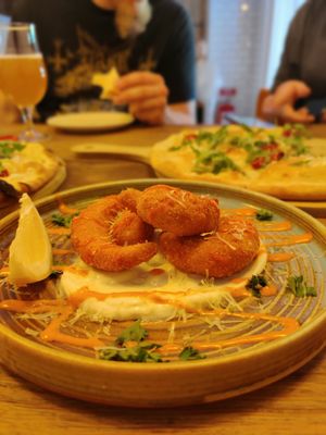 Panerade räkor at Veganska Ölbaren in Stockholm