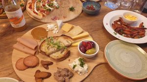 Vegan cheese and meat plate at Veganska Ölbaren in Stockholm