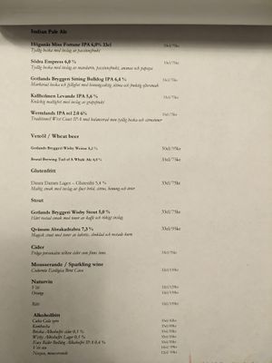 Menu 4 at Veganska Ölbaren in Stockholm