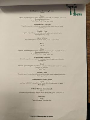 Menu 2 at Veganska Ölbaren in Stockholm