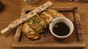 Japanese Dumplings at Veganska Ölbaren in Stockholm