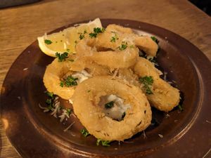 Calamari at Veganska Ölbaren in Stockholm