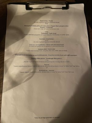 Menu (short term)  at Veganska Ölbaren in Stockholm