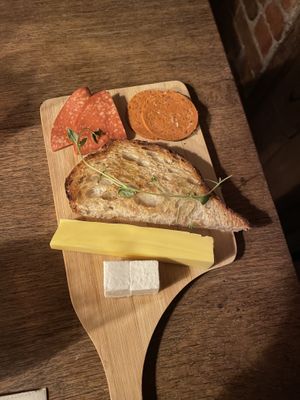 Cheese and charcuterie plate  at Veganska Ölbaren in Stockholm