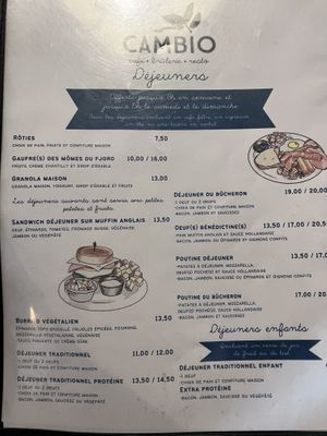 Frühstückskarte  at Cafe Cambio in Chicoutimi