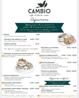 Menu janvier 2025   at Cafe Cambio in Chicoutimi