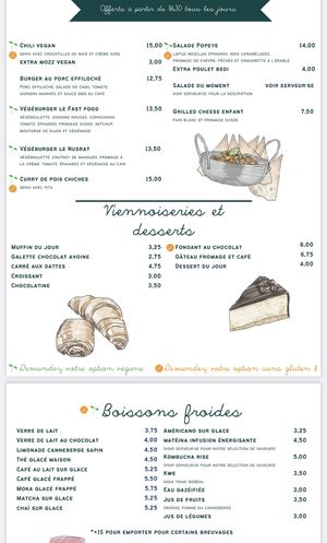 Menu janvier 2025  at Cafe Cambio in Chicoutimi