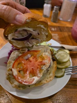Veggie Burger (lentil based) at Cafe Cambio in Chicoutimi