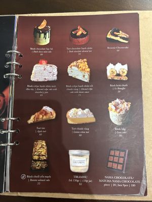 Menu  at Kafka Cafe in Ho Chi Minh City