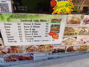 Menu at Sandwich Lady in Koh Tao
