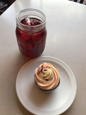 Vegan Cupcake with Hibiscus Tea  at Bernice's Bakery in Missoula