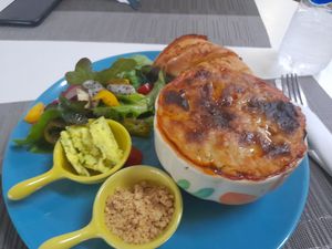 The lasagna and garlic bread at Beyond The Root in Khao Lak