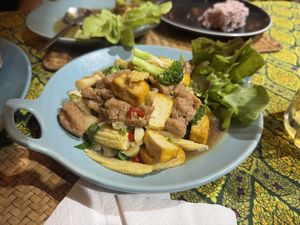 Stir fried with garlic and Pepper   at Beyond The Root in Khao Lak