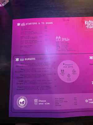 Menu  at Klandestine in Basel