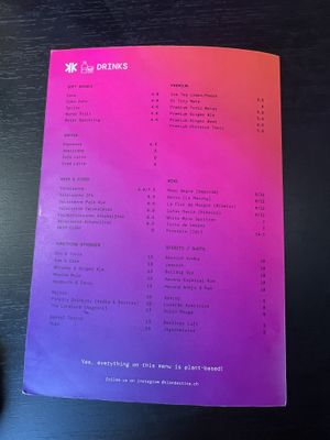 Drink menu  at Klandestine in Basel