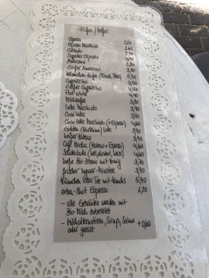 Heißgetränke Angebot / menu for hot drinks  at Miss Päpki in Cologne