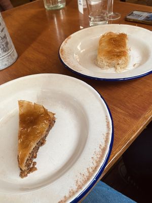 Chocolate baklava and angel hair pastry baklava  at Yiamas Greek Taverna in Glasgow