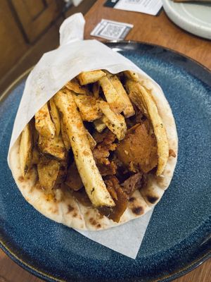 Vegan spit roasted seitan gyro    at Yiamas Greek Taverna in Glasgow