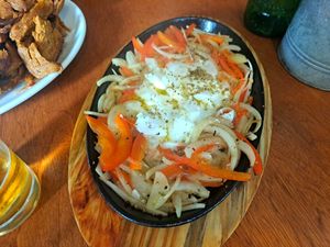 Saganaki (vegan feta) at Yiamas Greek Taverna in Glasgow