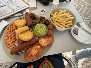 Vegan 🌱 fry up and fries   at Bar Habana in Praia Da Luz