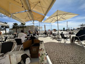 General terrace action & sun cover   at Bar Habana in Praia Da Luz