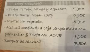 Vegan options at María Germiná Tapas in Sevilla
