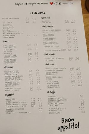 Menu at Ragazzi in Osnabrueck