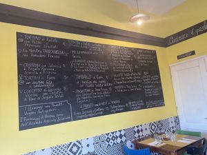 The menu with vegan and vegetarian labels  at L' Angolo Cottura in Rome